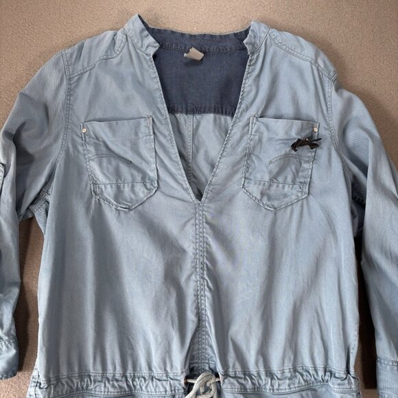 G-star Raw Denim Shirt Dress Relaxed Drawcord Pockets Small Boho Cottagecore Y2K - Picture 2 of 16